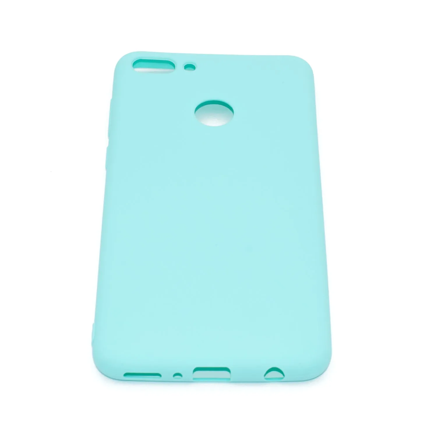 for HUAWEI Y9 2018 Lovely Candy Color Matte TPU Anti-scratch Non-slip Protective Cover Back Case Light blue
