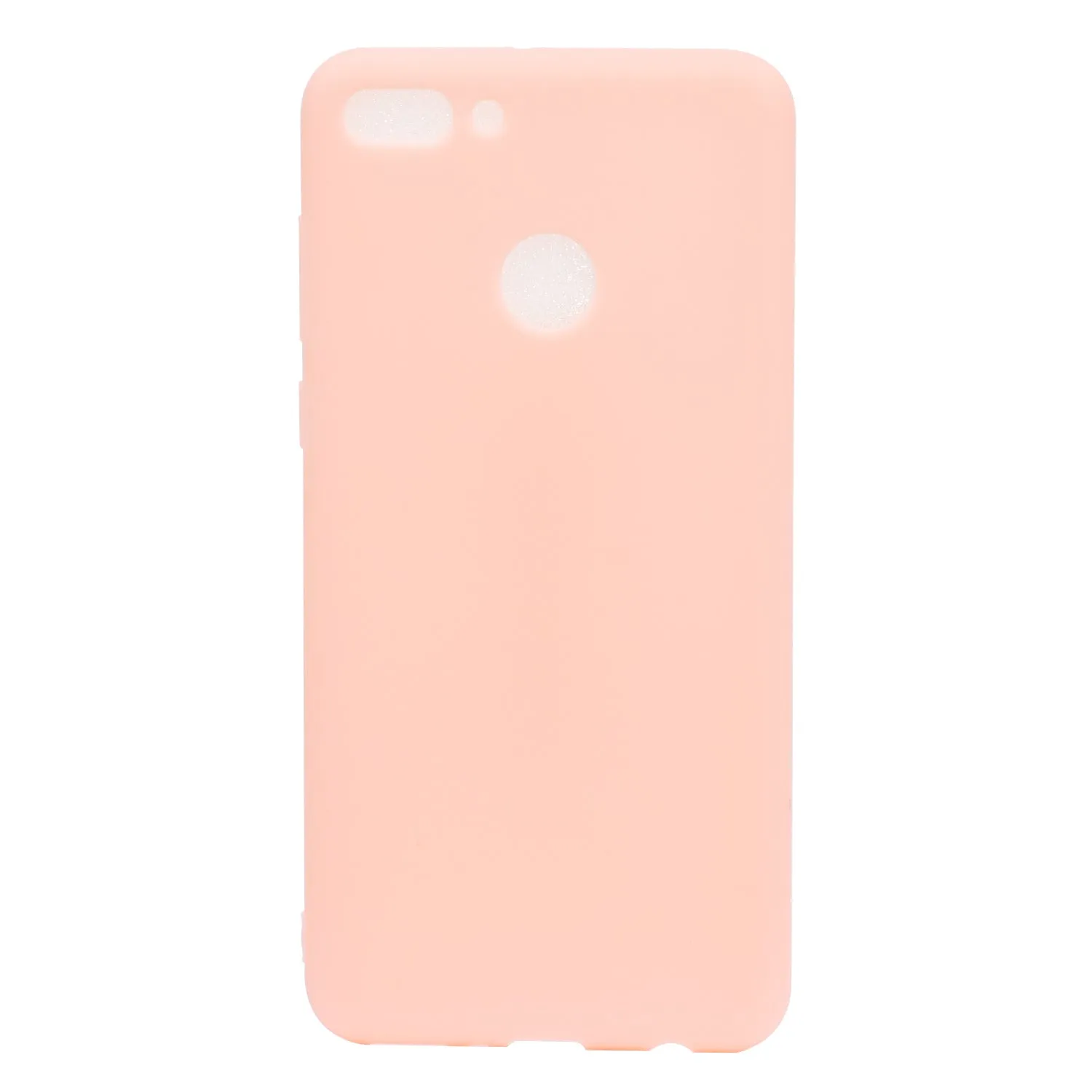 for HUAWEI Y9 2018 Lovely Candy Color Matte TPU Anti-scratch Non-slip Protective Cover Back Case Light pink