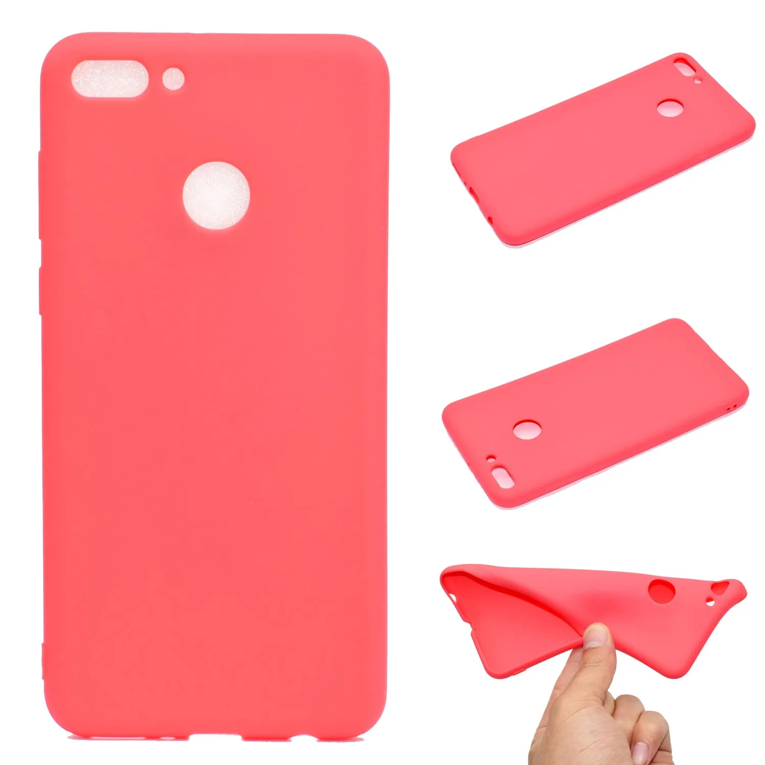 for HUAWEI Y9 2018 Lovely Candy Color Matte TPU Anti-scratch Non-slip Protective Cover Back Case yellow