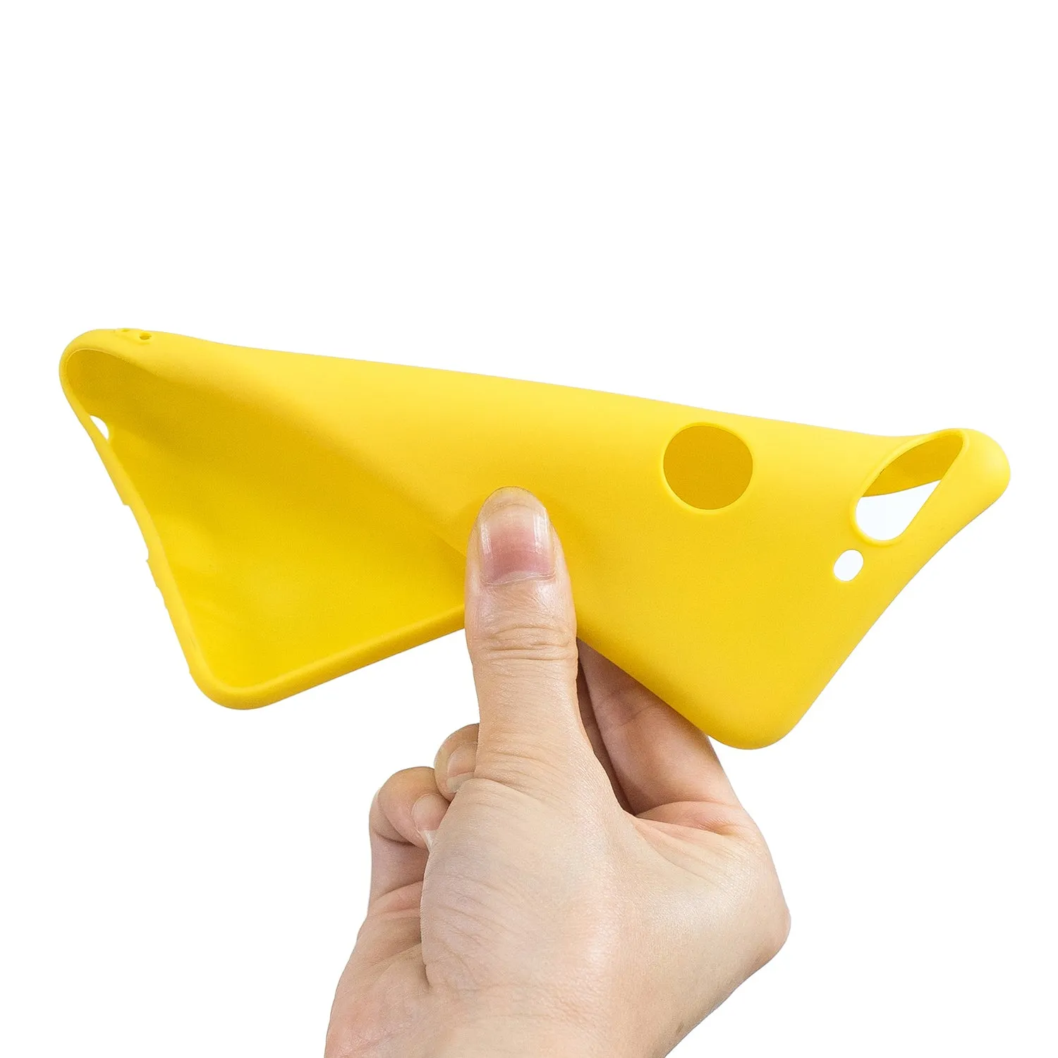 for HUAWEI Y9 2018 Lovely Candy Color Matte TPU Anti-scratch Non-slip Protective Cover Back Case yellow