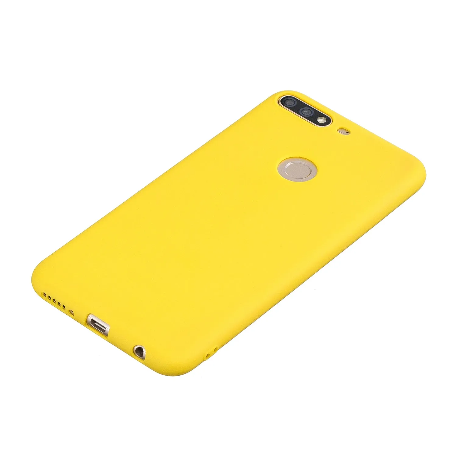 for HUAWEI Y9 2018 Lovely Candy Color Matte TPU Anti-scratch Non-slip Protective Cover Back Case yellow