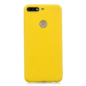 for HUAWEI Y9 2018 Lovely Candy Color Matte TPU Anti-scratch Non-slip Protective Cover Back Case yellow