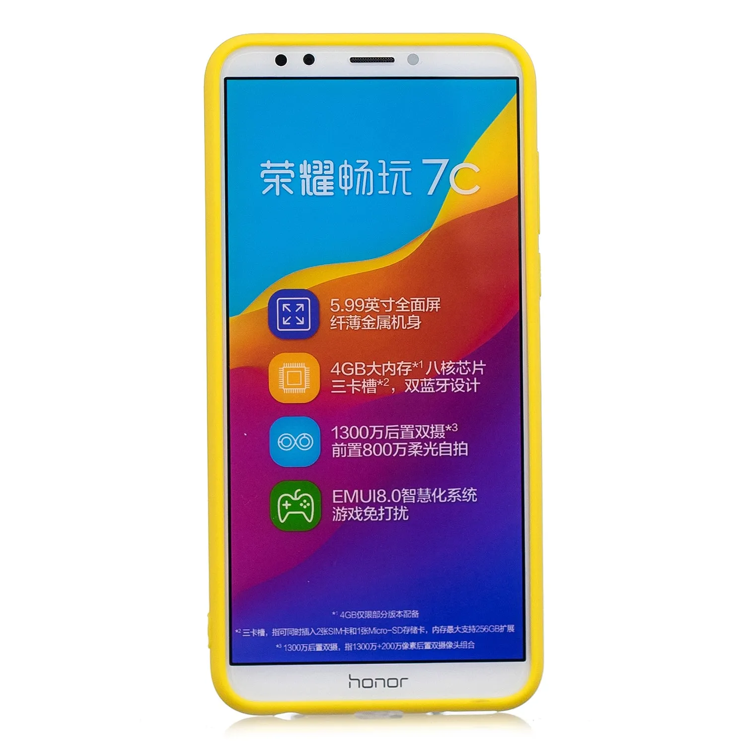for HUAWEI Y9 2018 Lovely Candy Color Matte TPU Anti-scratch Non-slip Protective Cover Back Case yellow