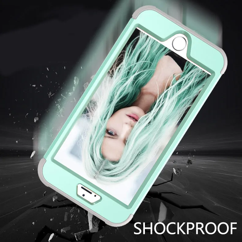 For iPhone 7 plus PC  Silicone 2 in 1 Hit Color Tri-proof Shockproof Dustproof Anti-fall Protective Cover Back Case black