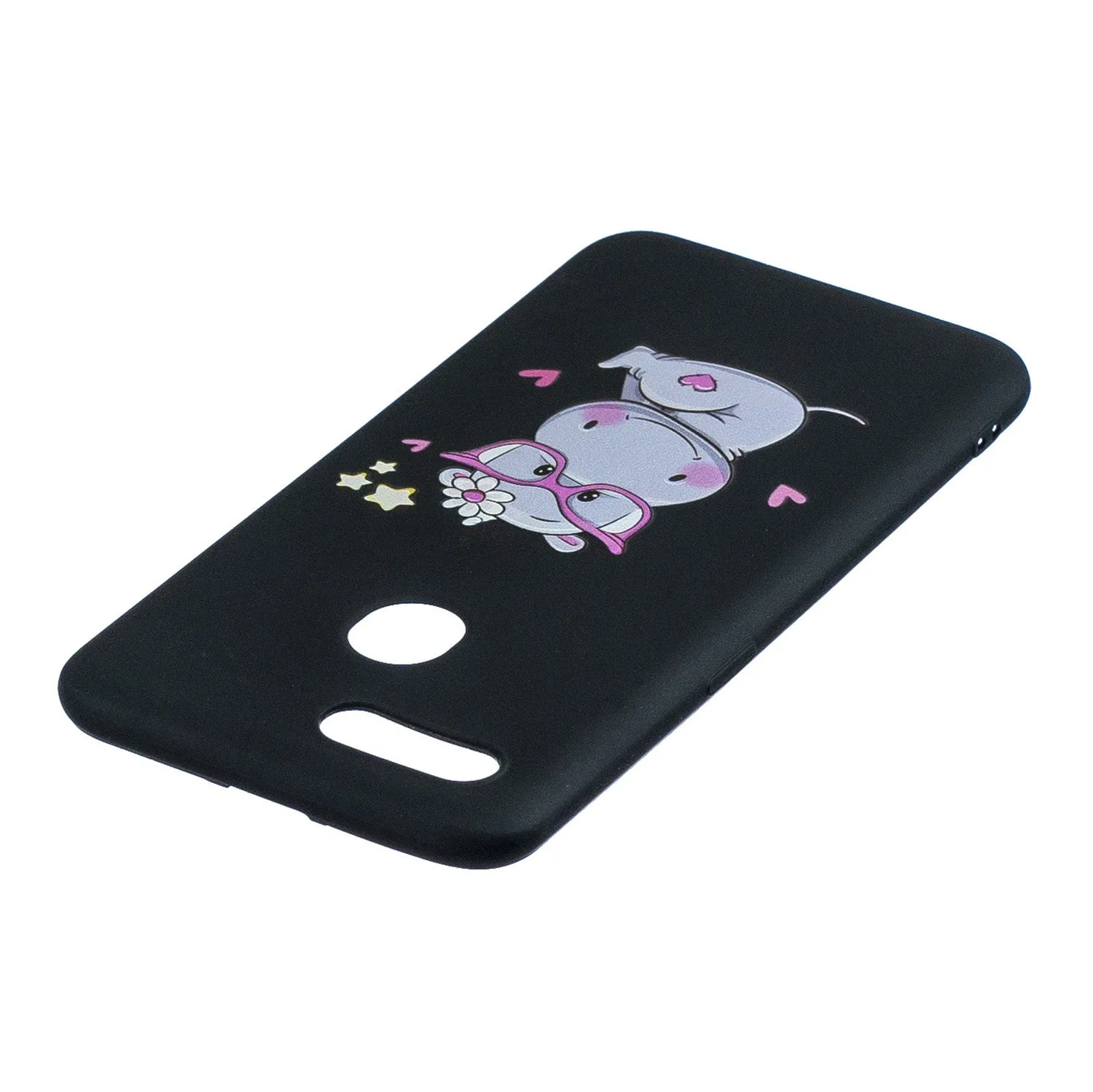 For OPPO A7 Cartoon Lovely Coloured Painted Soft TPU Back Cover Non-slip Shockproof Full Protective Case with Lanyard Rose red