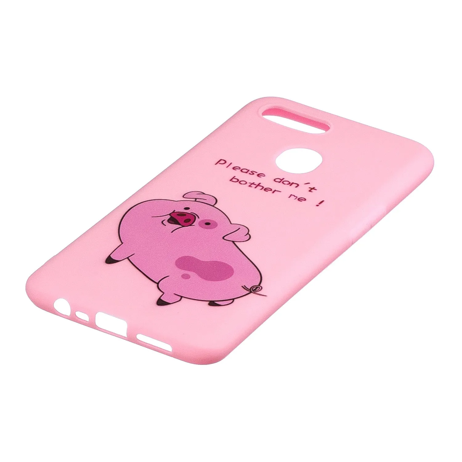 For OPPO A7 Cartoon Lovely Coloured Painted Soft TPU Back Cover Non-slip Shockproof Full Protective Case with Lanyard Rose red