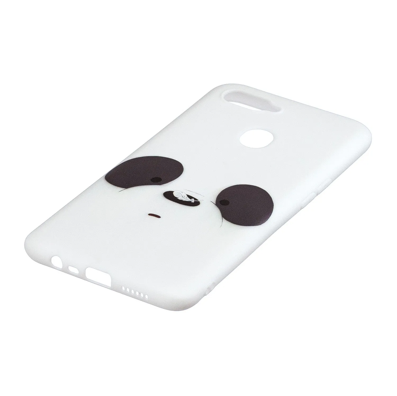 For OPPO A7 Cartoon Lovely Coloured Painted Soft TPU Back Cover Non-slip Shockproof Full Protective Case with Lanyard white