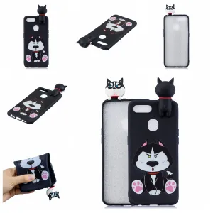 For OPPO F9/F9 PRO 3D Cute Coloured Painted Animal TPU Anti-scratch Non-slip Protective Cover Back Case cute husky