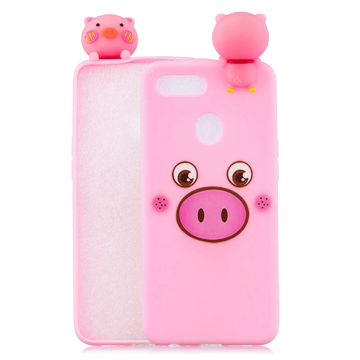 For OPPO F9/F9 PRO 3D Cute Coloured Painted Animal TPU Anti-scratch Non-slip Protective Cover Back Case Small pink pig