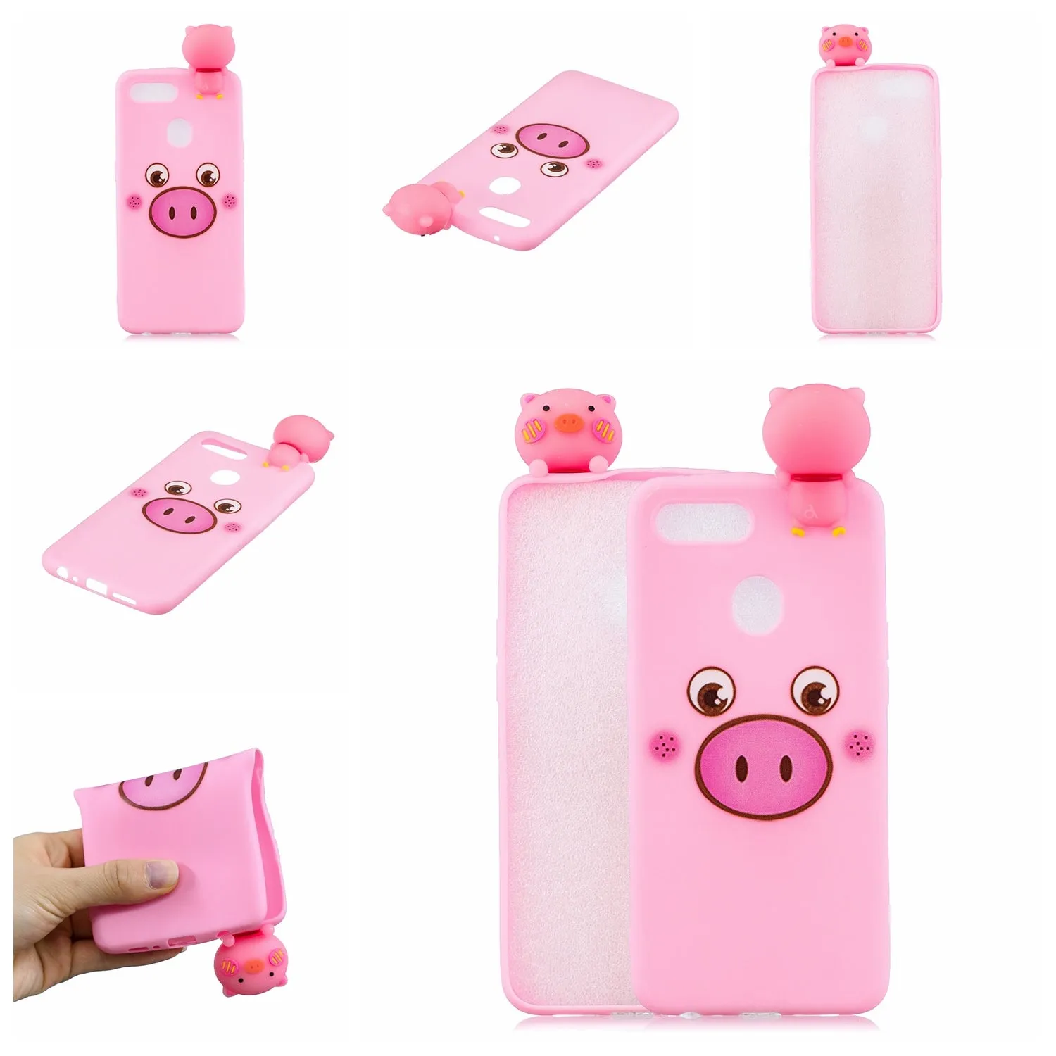 For OPPO F9/F9 PRO 3D Cute Coloured Painted Animal TPU Anti-scratch Non-slip Protective Cover Back Case Smiley panda