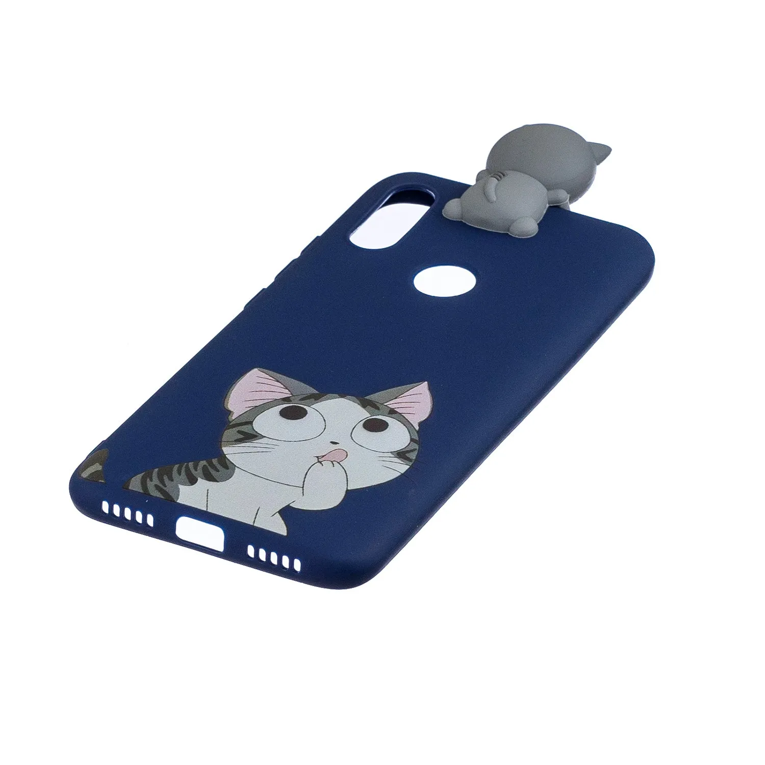 For Redmi 7 3D Cartoon Lovely Coloured Painted Soft TPU Back Cover Non-slip Shockproof Full Protective Case big face cat