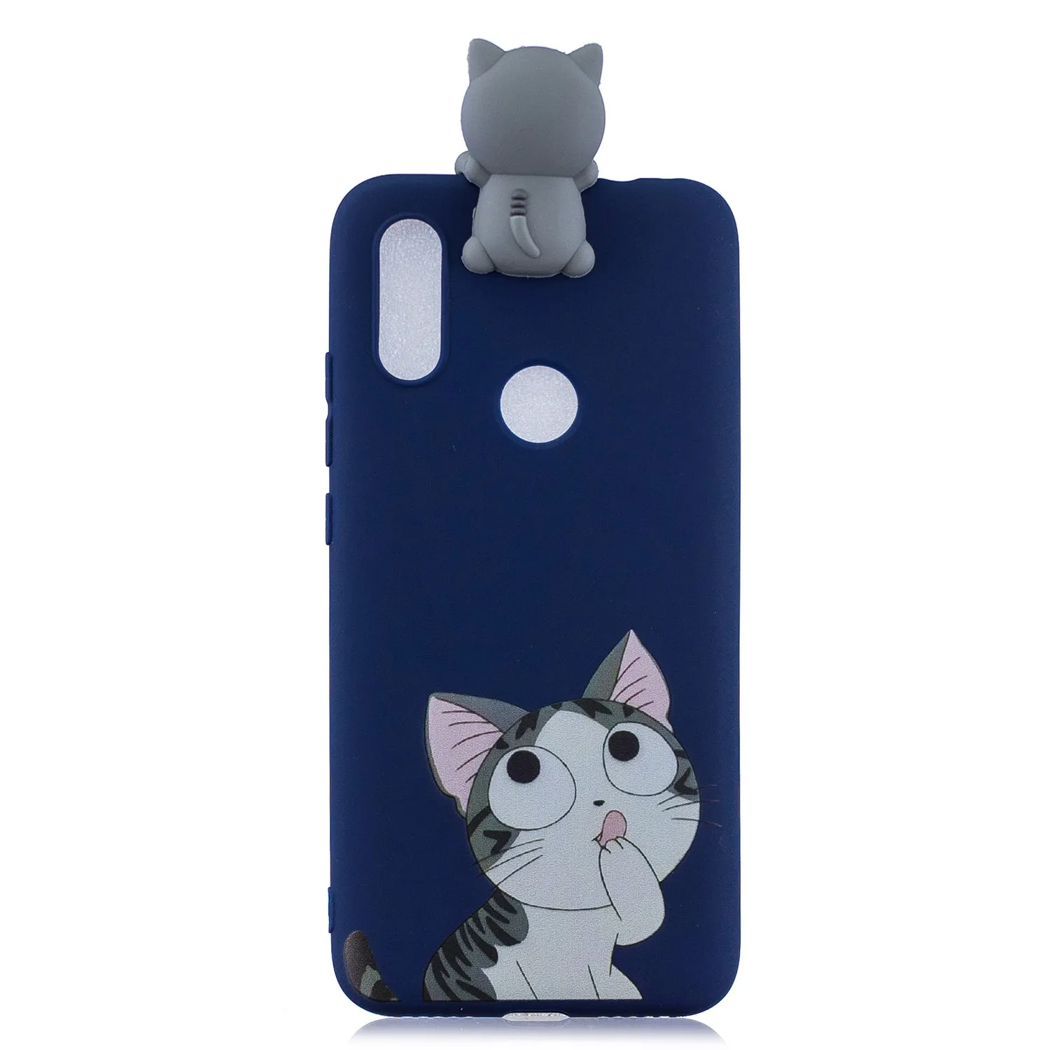 For Redmi 7 3D Cartoon Lovely Coloured Painted Soft TPU Back Cover Non-slip Shockproof Full Protective Case big face cat