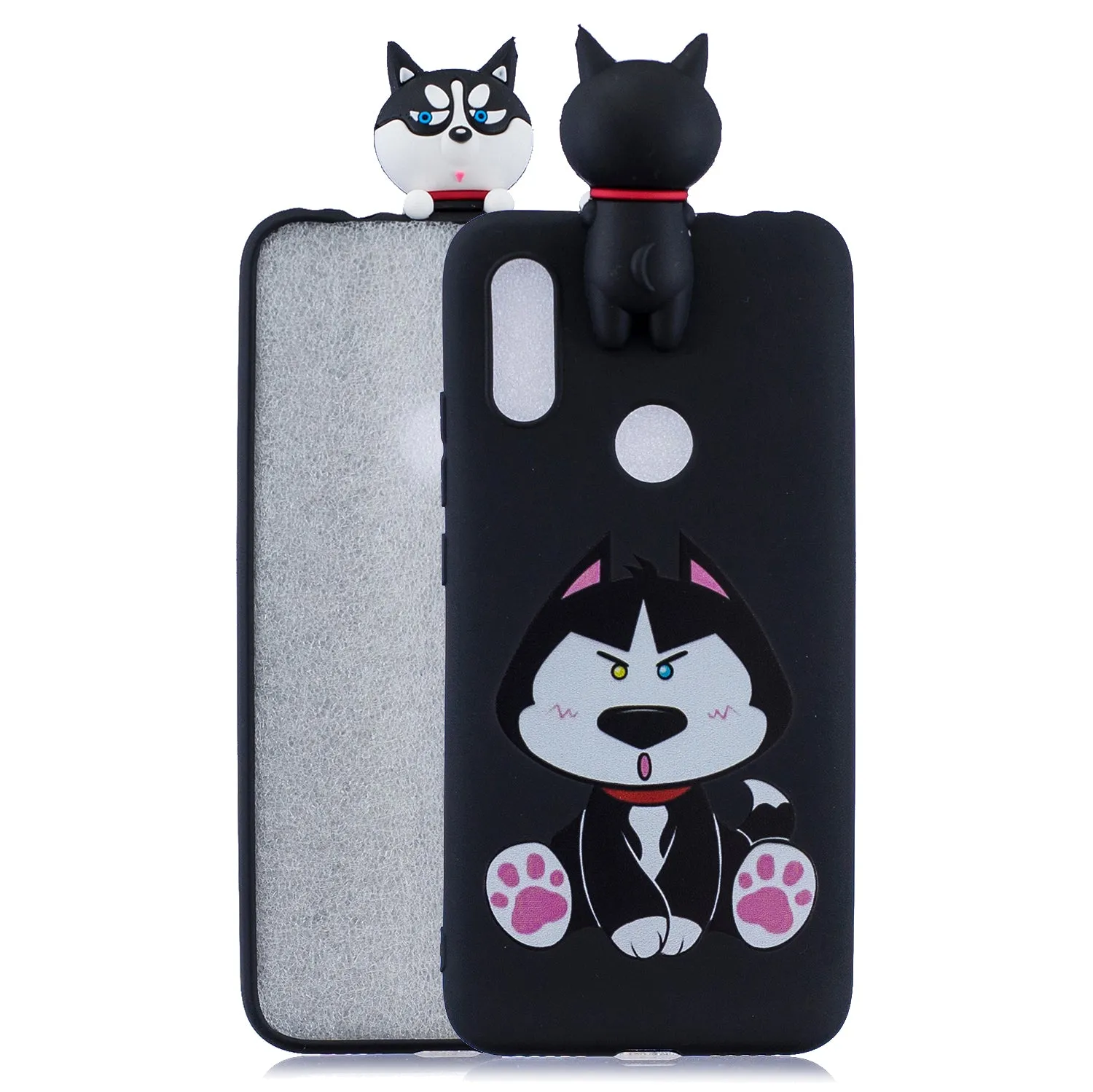 For Redmi 7 3D Cartoon Lovely Coloured Painted Soft TPU Back Cover Non-slip Shockproof Full Protective Case big face cat