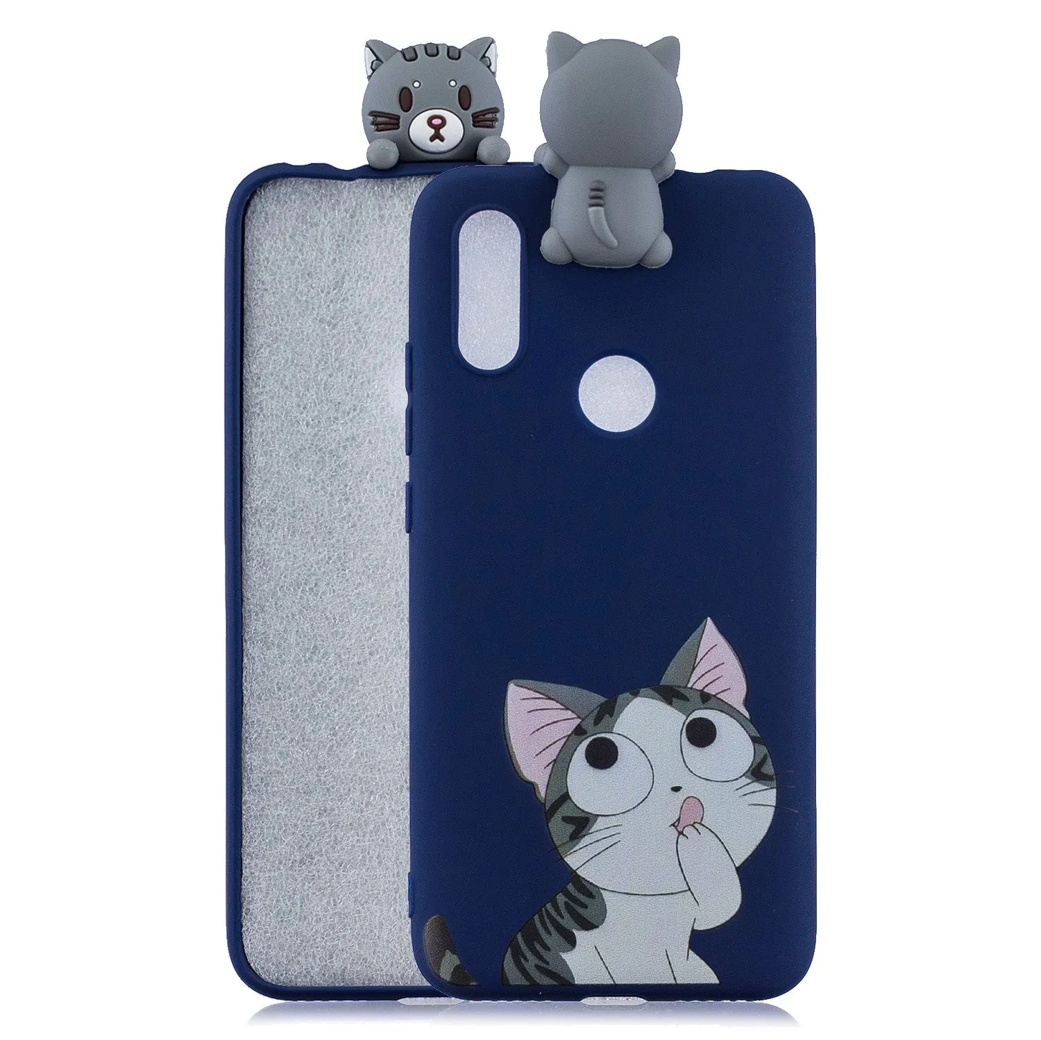 For Redmi 7 3D Cartoon Lovely Coloured Painted Soft TPU Back Cover Non-slip Shockproof Full Protective Case big face cat
