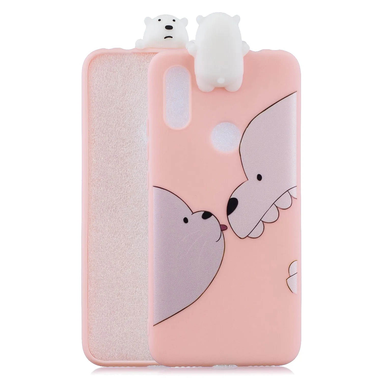 For Redmi 7 3D Cartoon Lovely Coloured Painted Soft TPU Back Cover Non-slip Shockproof Full Protective Case big face cat