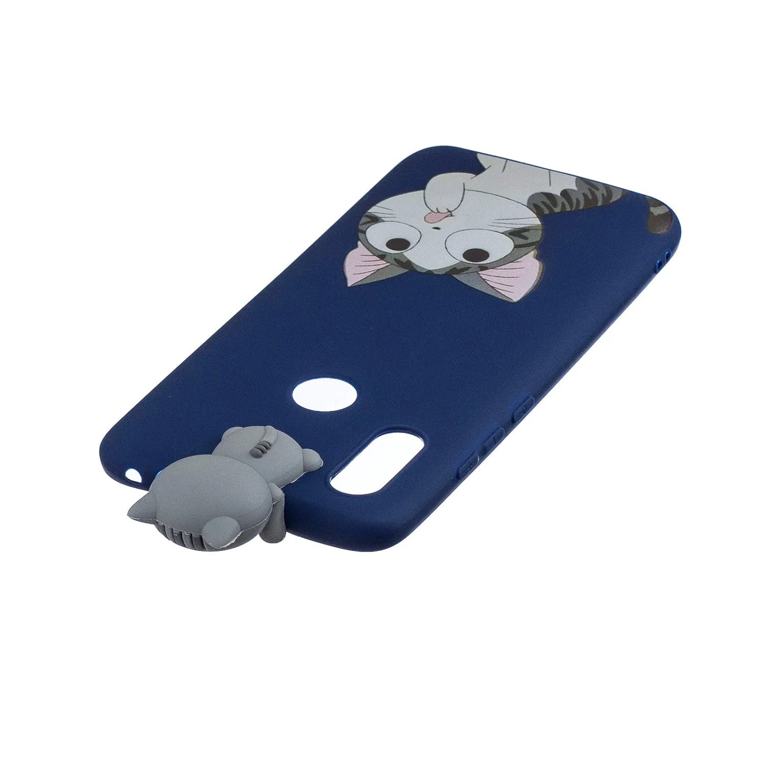 For Redmi 7 3D Cartoon Lovely Coloured Painted Soft TPU Back Cover Non-slip Shockproof Full Protective Case big face cat