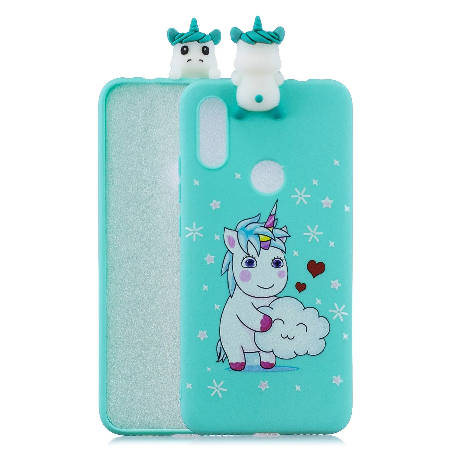 For Redmi 7 3D Cartoon Lovely Coloured Painted Soft TPU Back Cover Non-slip Shockproof Full Protective Case big face cat