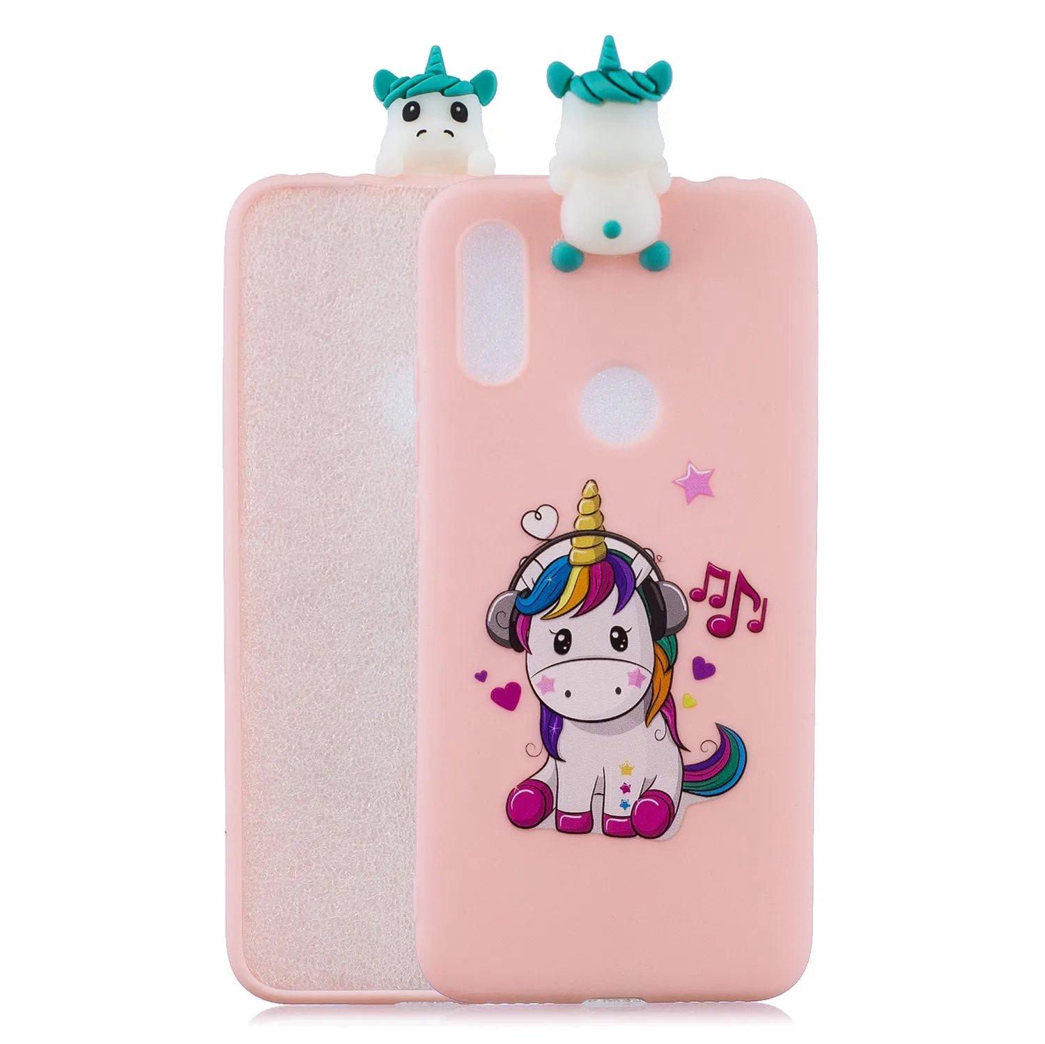 For Redmi 7 3D Cartoon Lovely Coloured Painted Soft TPU Back Cover Non-slip Shockproof Full Protective Case big face cat
