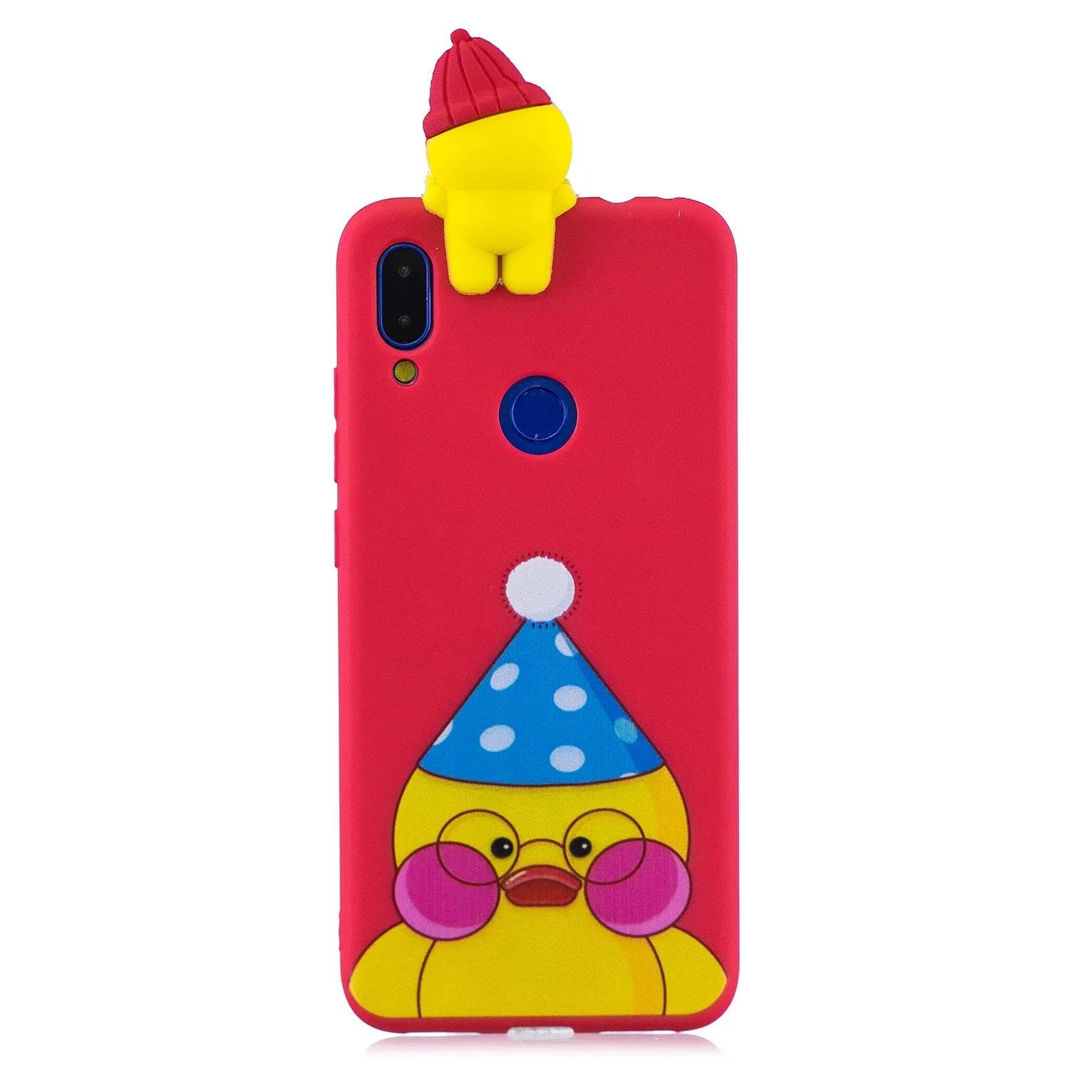 For Redmi NOTE 7 3D Cute Coloured Painted Animal TPU Anti-scratch Non-slip Protective Cover Back Case red