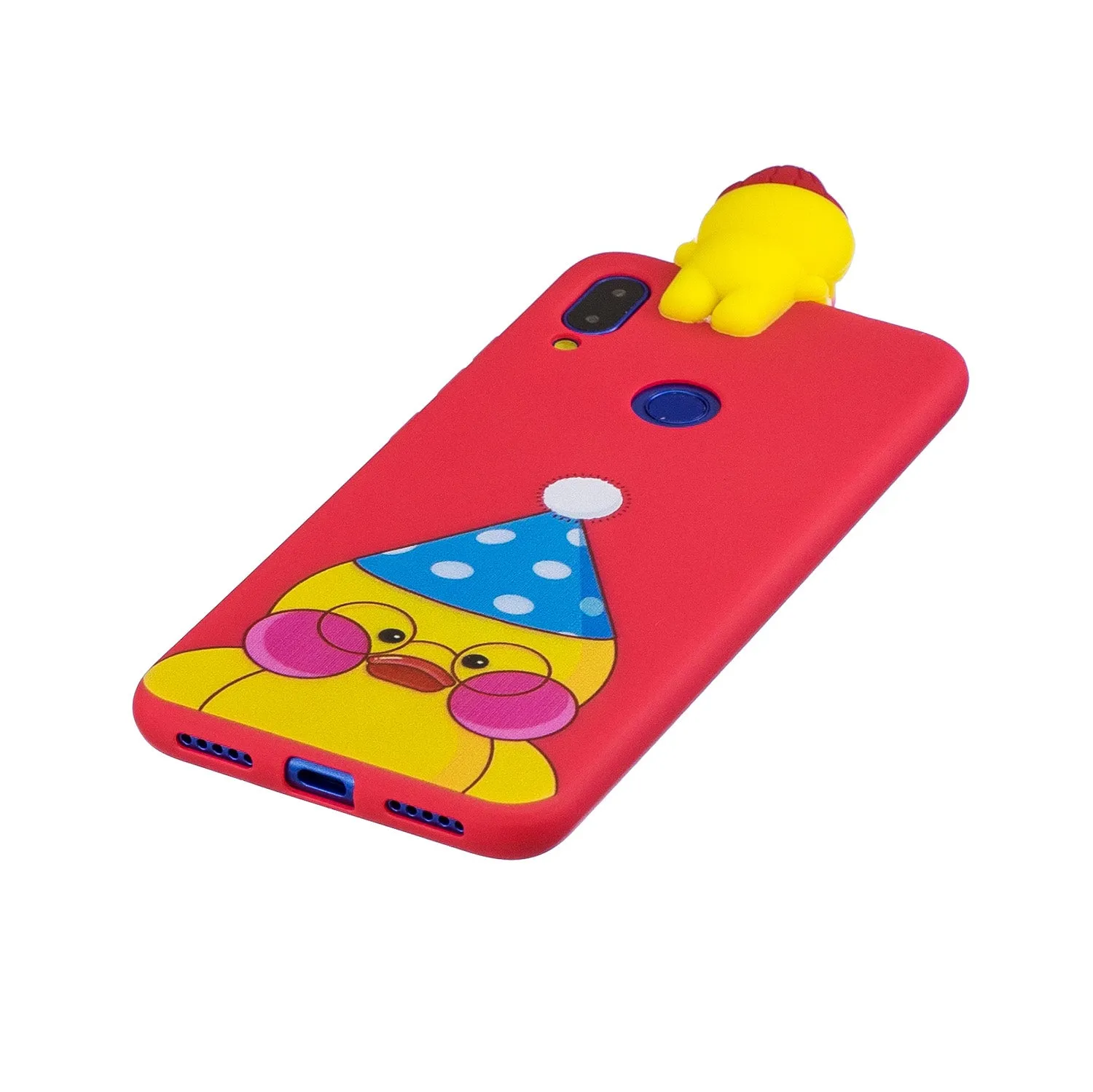For Redmi NOTE 7 3D Cute Coloured Painted Animal TPU Anti-scratch Non-slip Protective Cover Back Case red