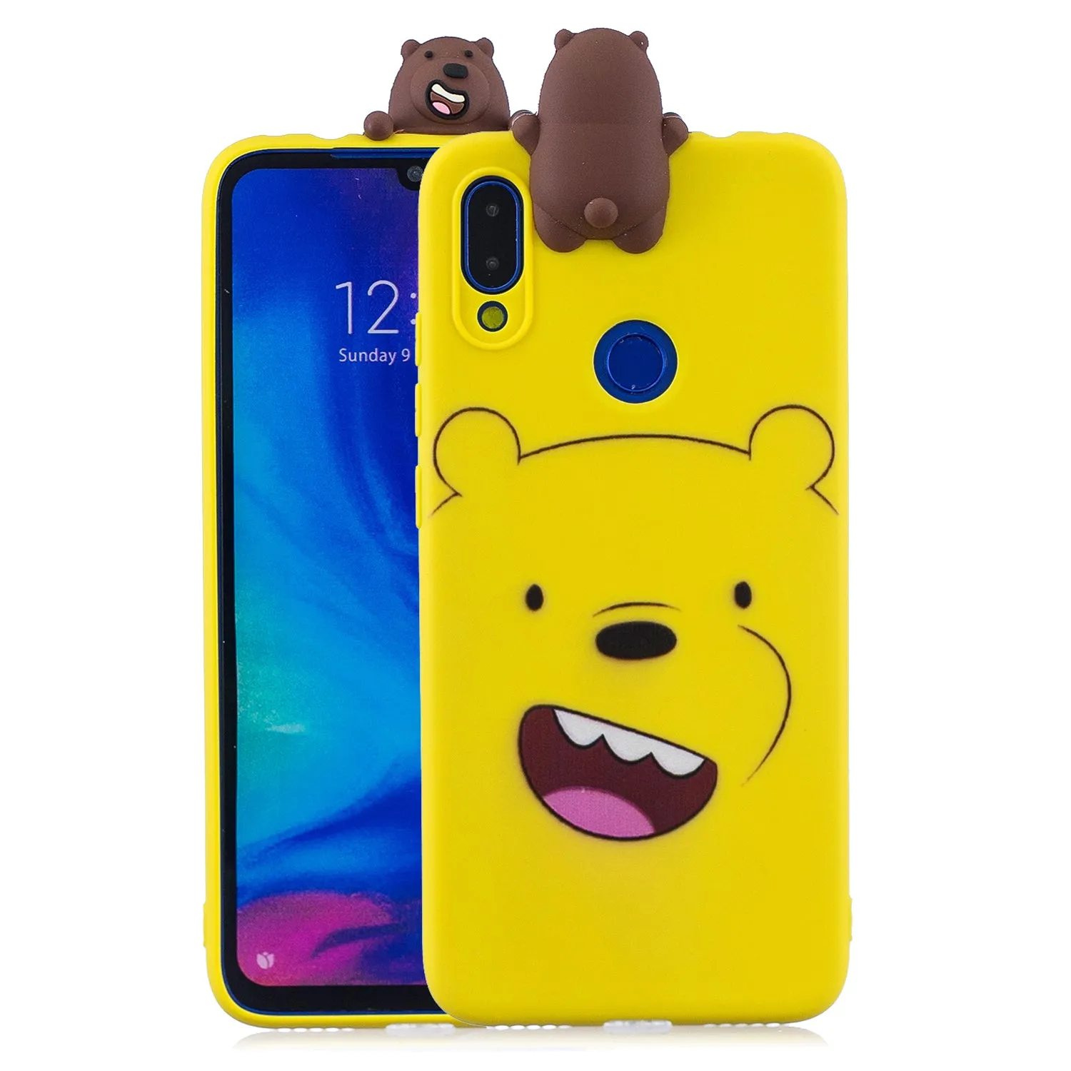 For Redmi NOTE 7 3D Cute Coloured Painted Animal TPU Anti-scratch Non-slip Protective Cover Back Case red