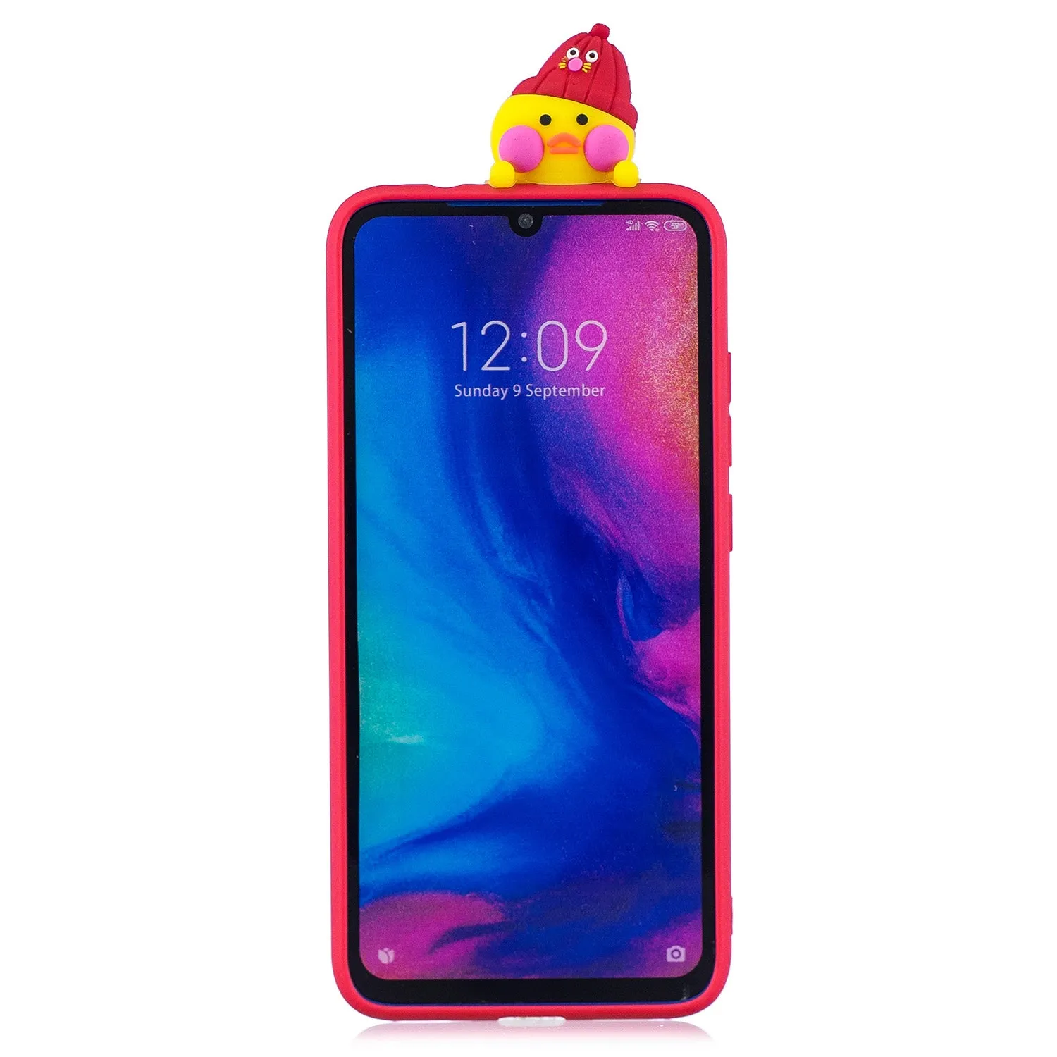 For Redmi NOTE 7 3D Cute Coloured Painted Animal TPU Anti-scratch Non-slip Protective Cover Back Case red
