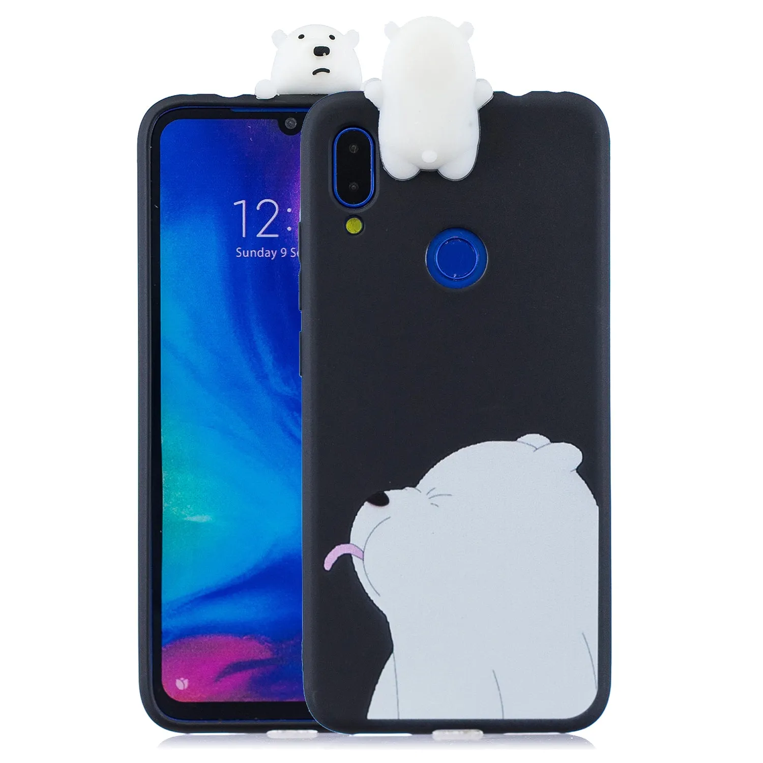 For Redmi NOTE 7 3D Cute Coloured Painted Animal TPU Anti-scratch Non-slip Protective Cover Back Case red