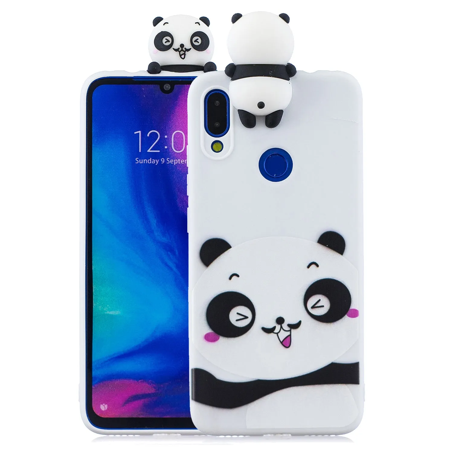For Redmi NOTE 7 3D Cute Coloured Painted Animal TPU Anti-scratch Non-slip Protective Cover Back Case Rose red