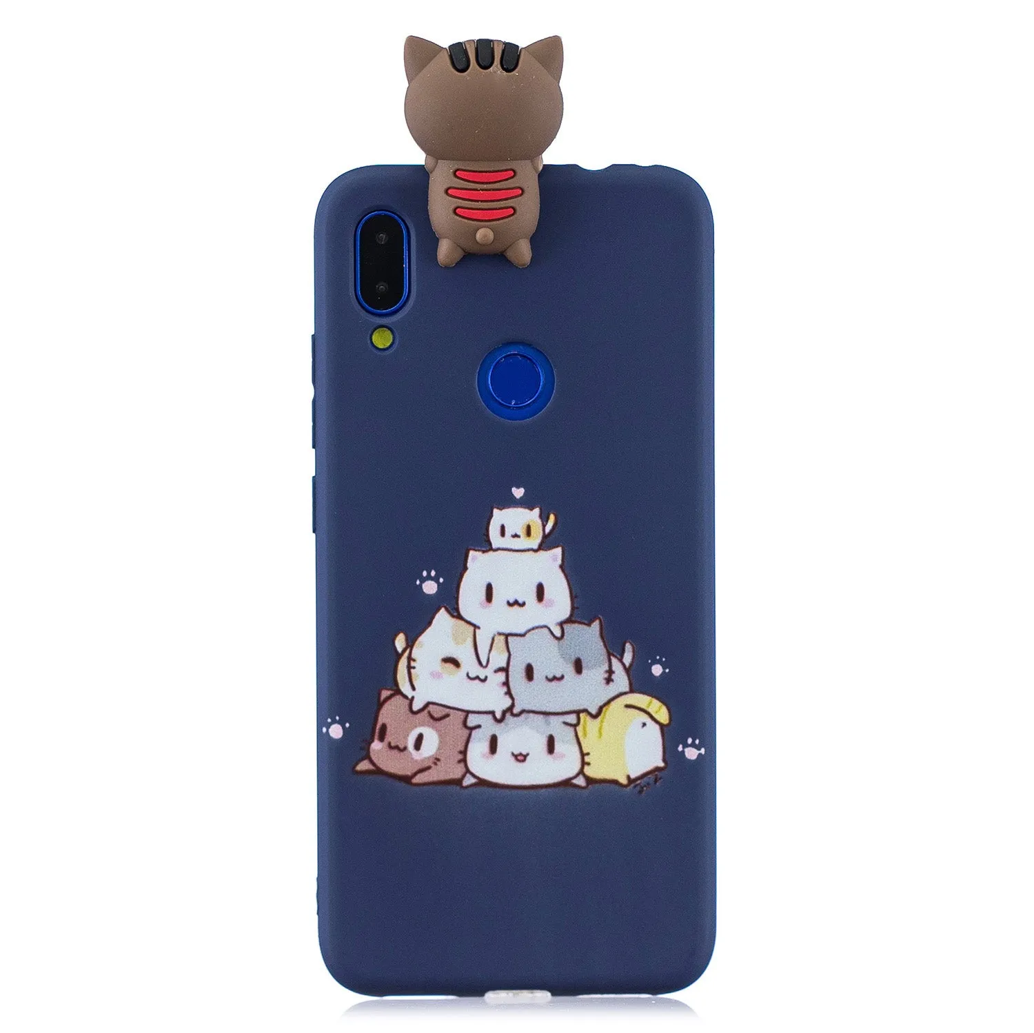 For Redmi NOTE 7 3D Cute Coloured Painted Animal TPU Anti-scratch Non-slip Protective Cover Back Case sapphire