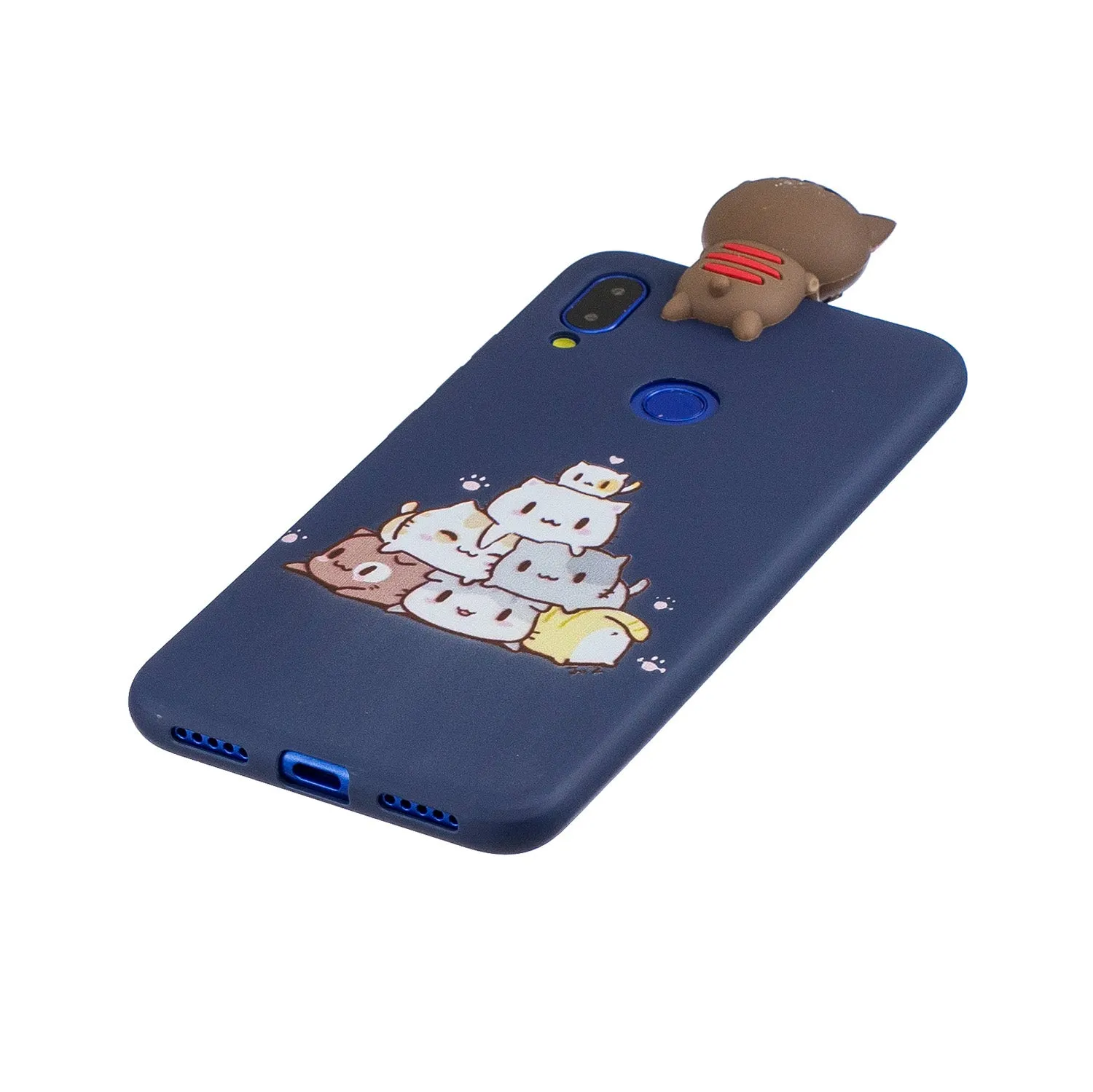 For Redmi NOTE 7 3D Cute Coloured Painted Animal TPU Anti-scratch Non-slip Protective Cover Back Case sapphire