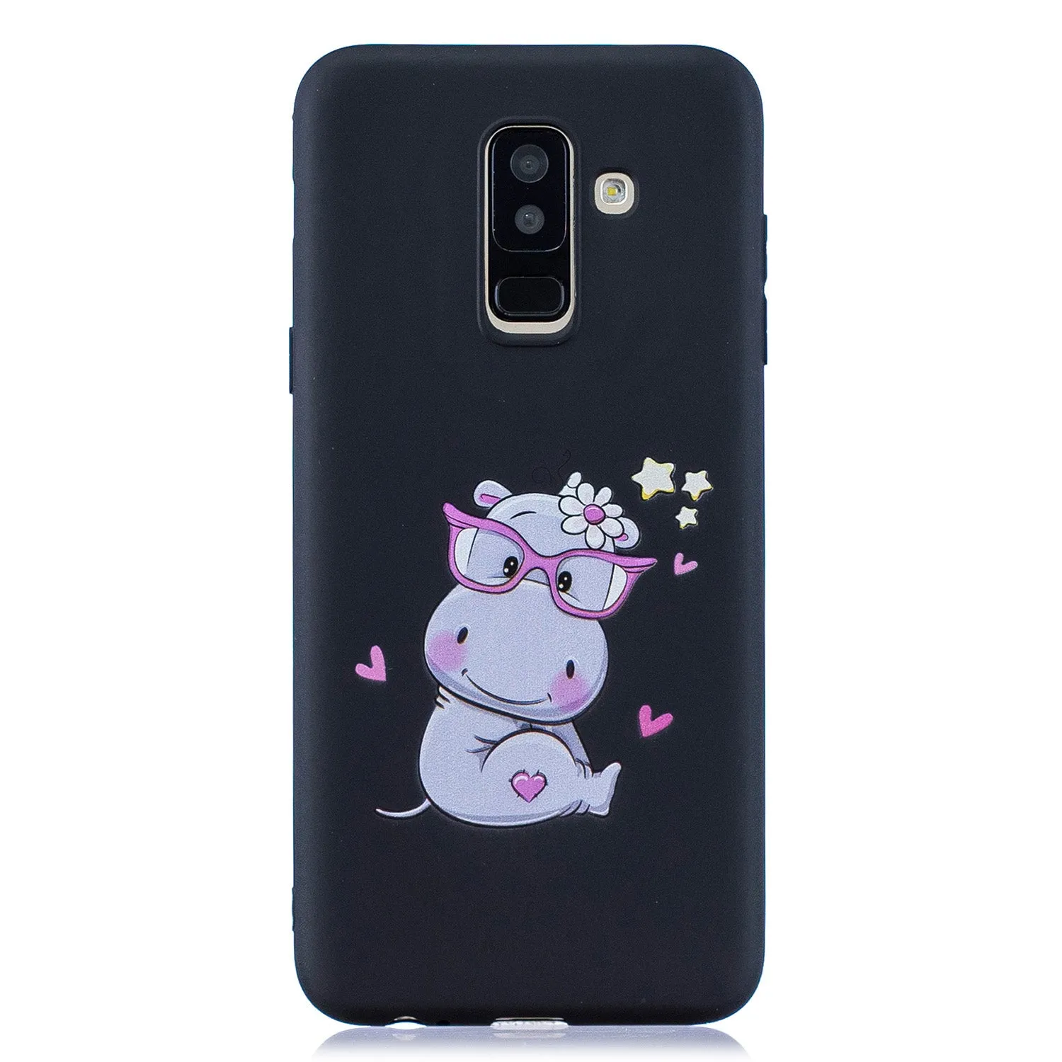 For Samsung A6 plus 2018 Cute Coloured Painted TPU Anti-scratch Non-slip Protective Cover Back Case with Lanyard red