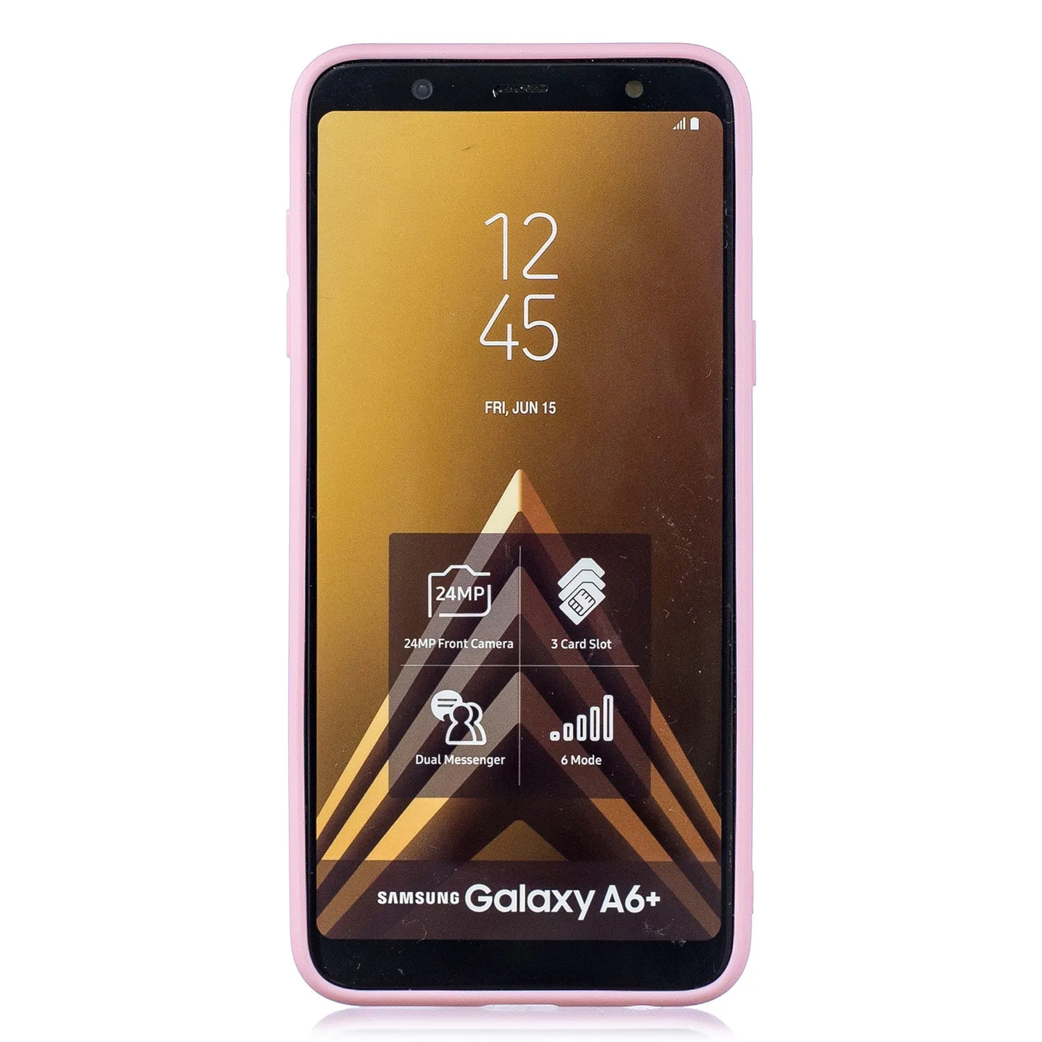 For Samsung A6 plus 2018 Cute Coloured Painted TPU Anti-scratch Non-slip Protective Cover Back Case with Lanyard Rose red