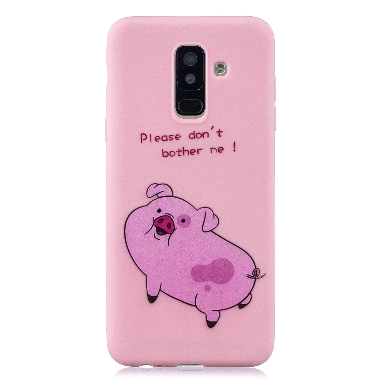 For Samsung A6 plus 2018 Cute Coloured Painted TPU Anti-scratch Non-slip Protective Cover Back Case with Lanyard Rose red