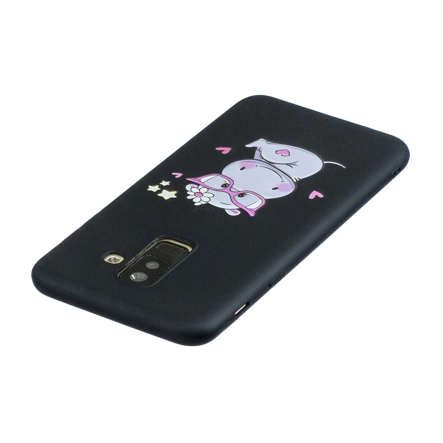 For Samsung A6 plus 2018 Cute Coloured Painted TPU Anti-scratch Non-slip Protective Cover Back Case with Lanyard Rose red