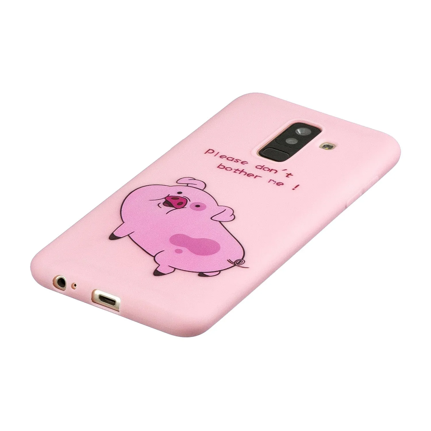 For Samsung A6 plus 2018 Cute Coloured Painted TPU Anti-scratch Non-slip Protective Cover Back Case with Lanyard Rose red