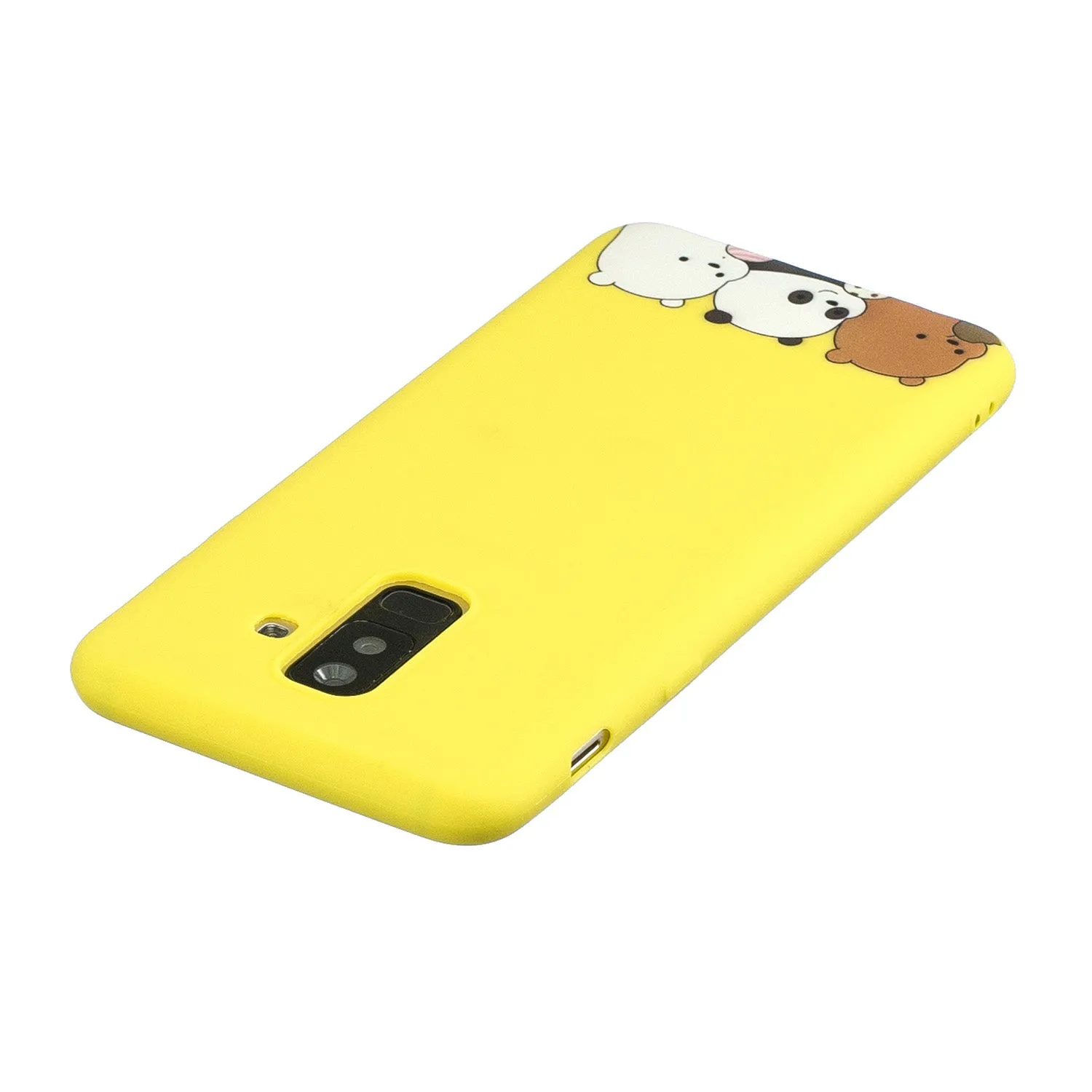 For Samsung A6 plus 2018 Cute Coloured Painted TPU Anti-scratch Non-slip Protective Cover Back Case with Lanyard yellow
