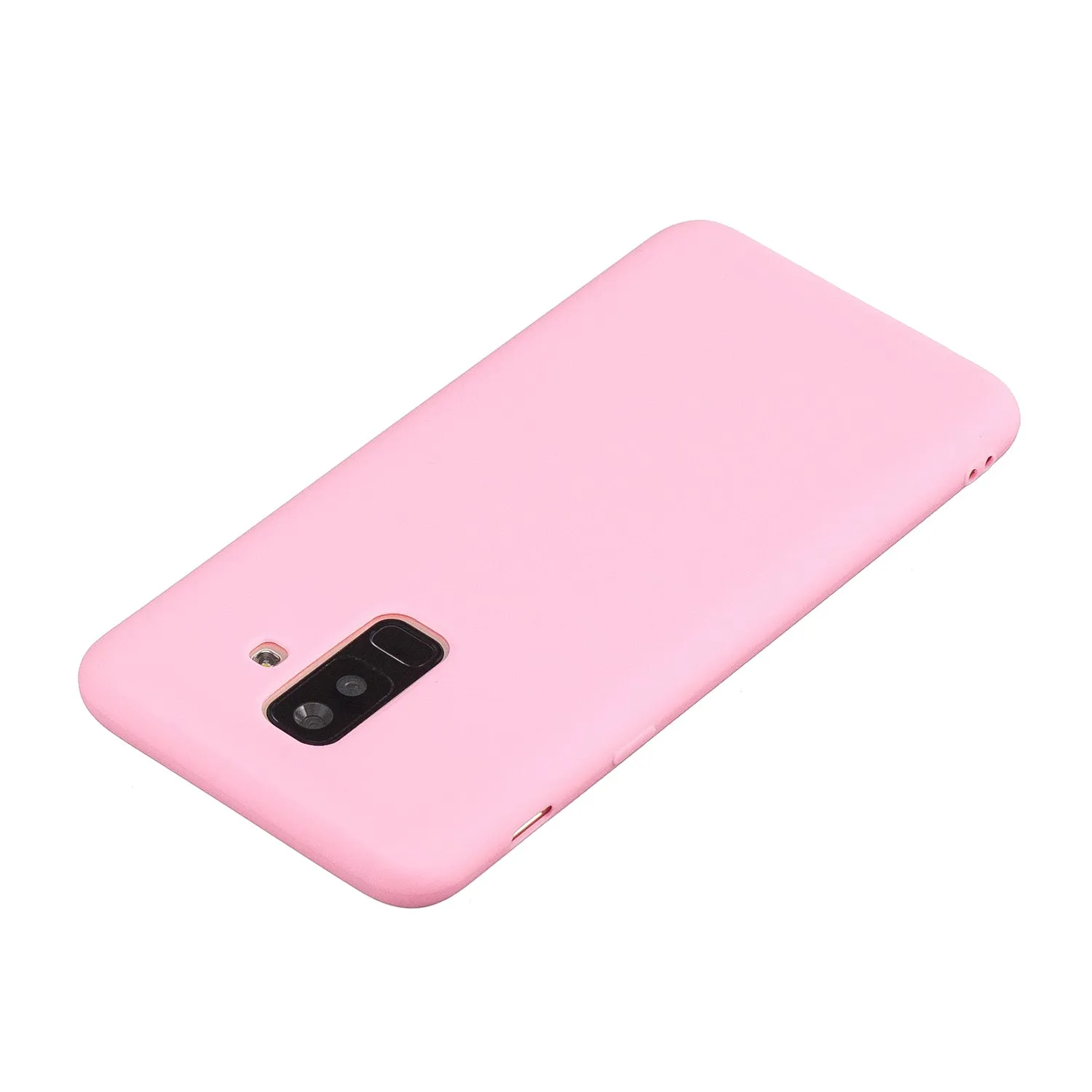 for Samsung A6 plus 2018 Lovely Candy Color Matte TPU Anti-scratch Non-slip Protective Cover Back Case red