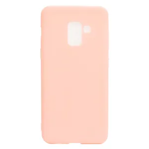 for Samsung A8 2018 Lovely Candy Color Matte TPU Anti-scratch Non-slip Protective Cover Back Case Light pink