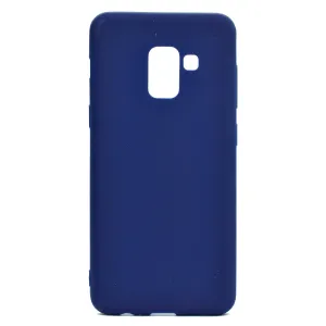 for Samsung A8 2018 Lovely Candy Color Matte TPU Anti-scratch Non-slip Protective Cover Back Case Navy