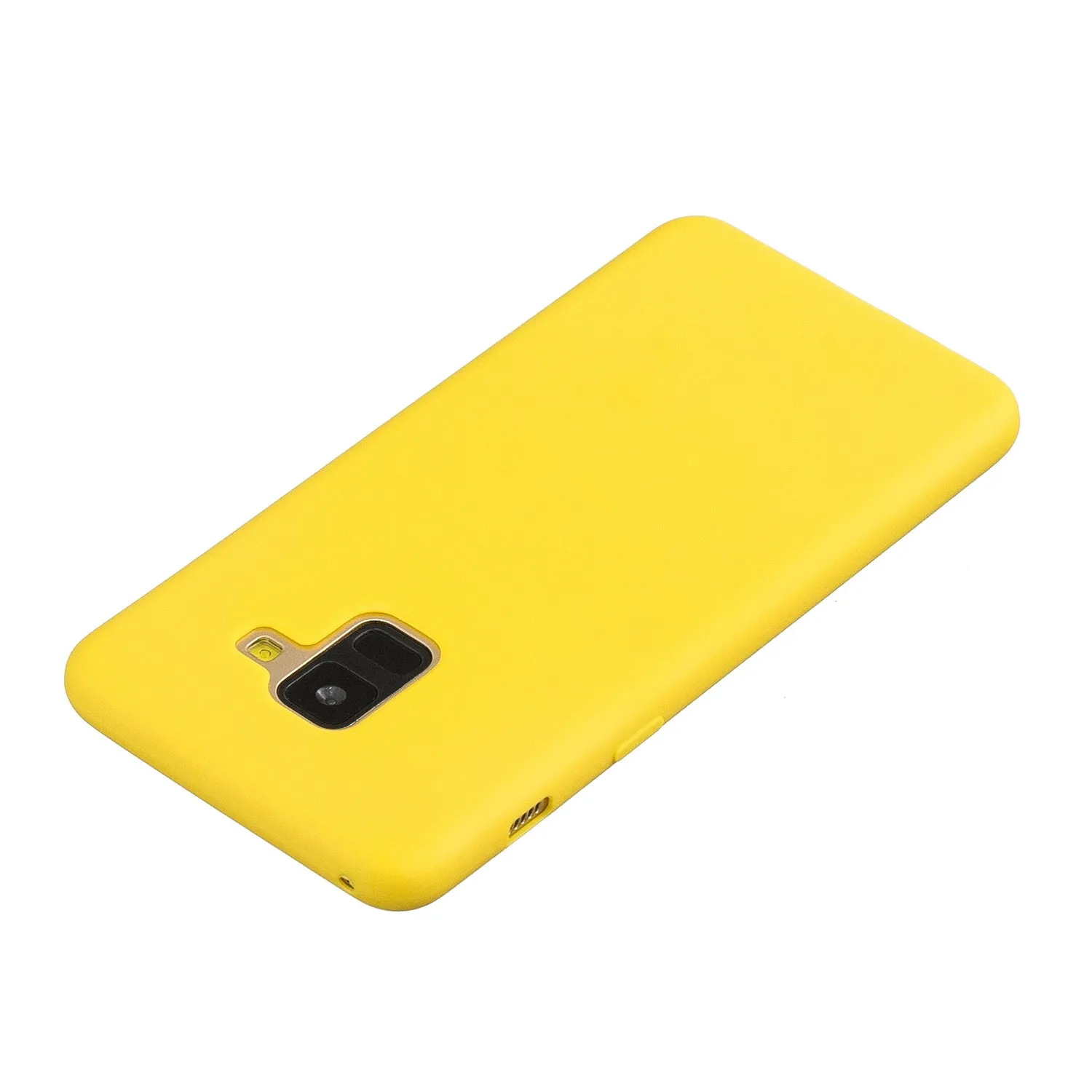 for Samsung A8 2018 Lovely Candy Color Matte TPU Anti-scratch Non-slip Protective Cover Back Case yellow