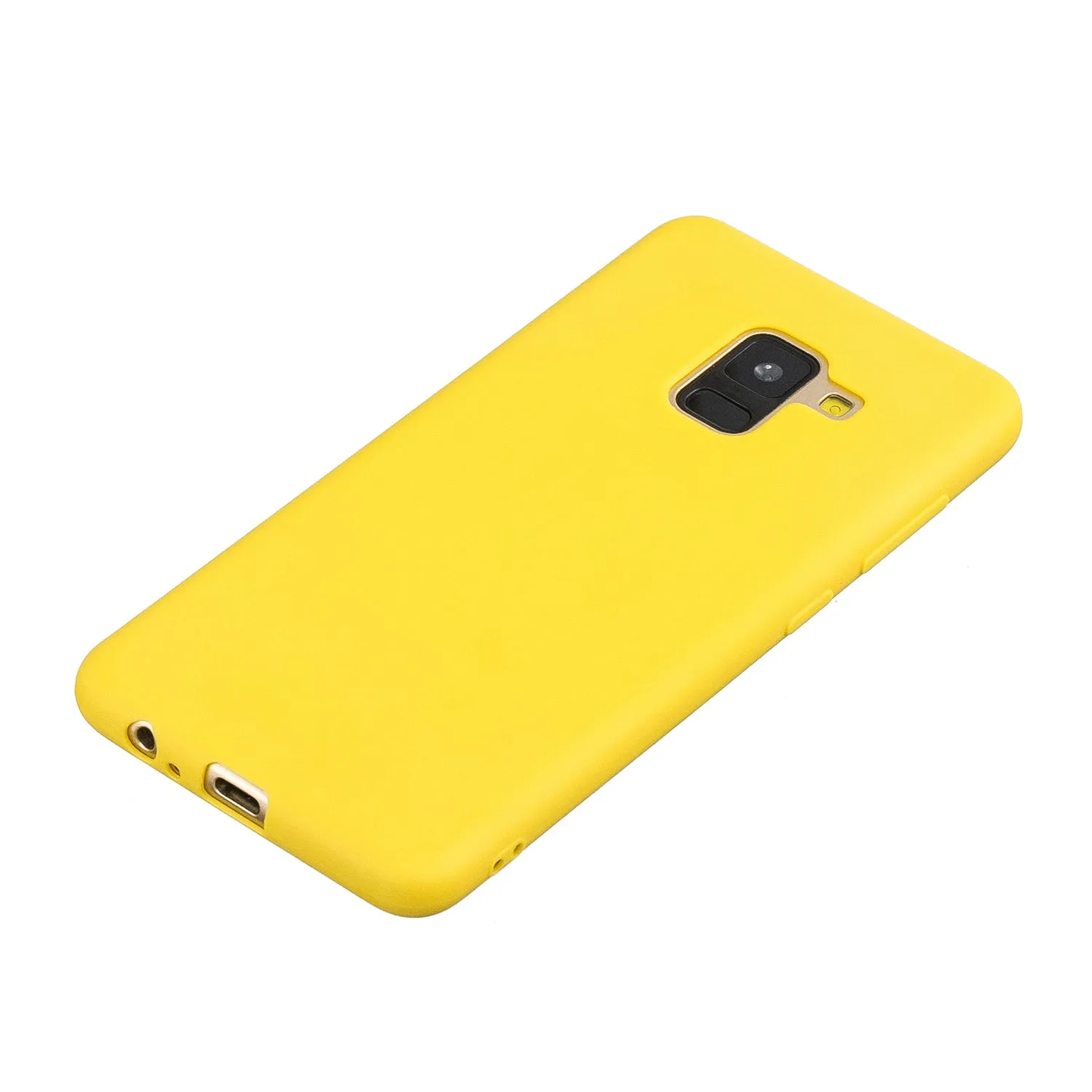 for Samsung A8 2018 Lovely Candy Color Matte TPU Anti-scratch Non-slip Protective Cover Back Case yellow
