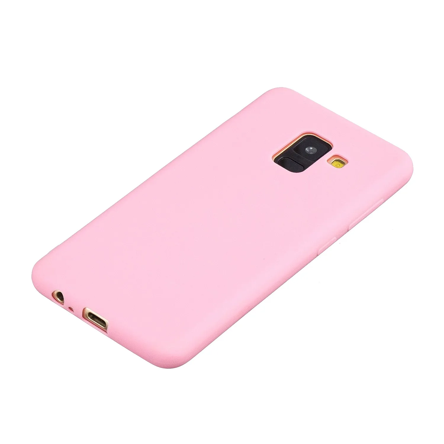 for Samsung A8 2018 Lovely Candy Color Matte TPU Anti-scratch Non-slip Protective Cover Back Case yellow