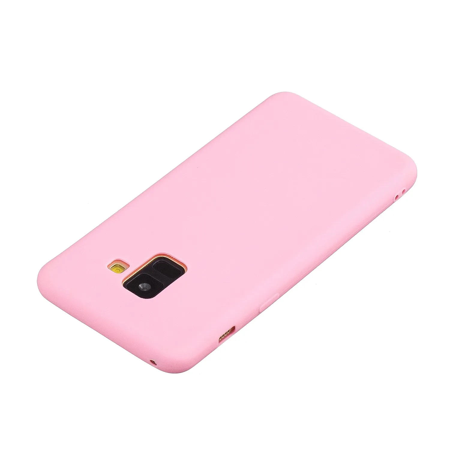 for Samsung A8 2018 Lovely Candy Color Matte TPU Anti-scratch Non-slip Protective Cover Back Case yellow