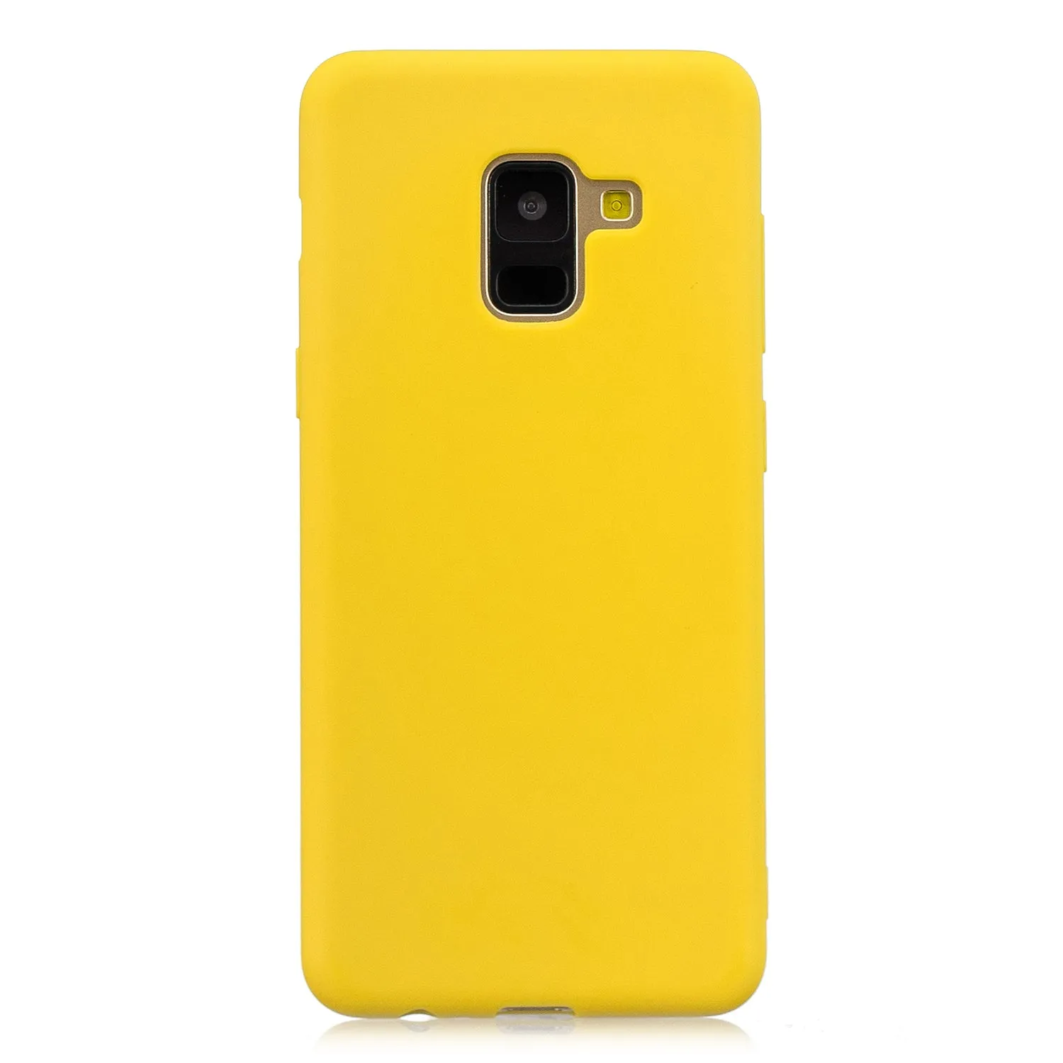 for Samsung A8 2018 Lovely Candy Color Matte TPU Anti-scratch Non-slip Protective Cover Back Case yellow