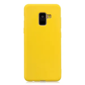 for Samsung A8 2018 Lovely Candy Color Matte TPU Anti-scratch Non-slip Protective Cover Back Case yellow