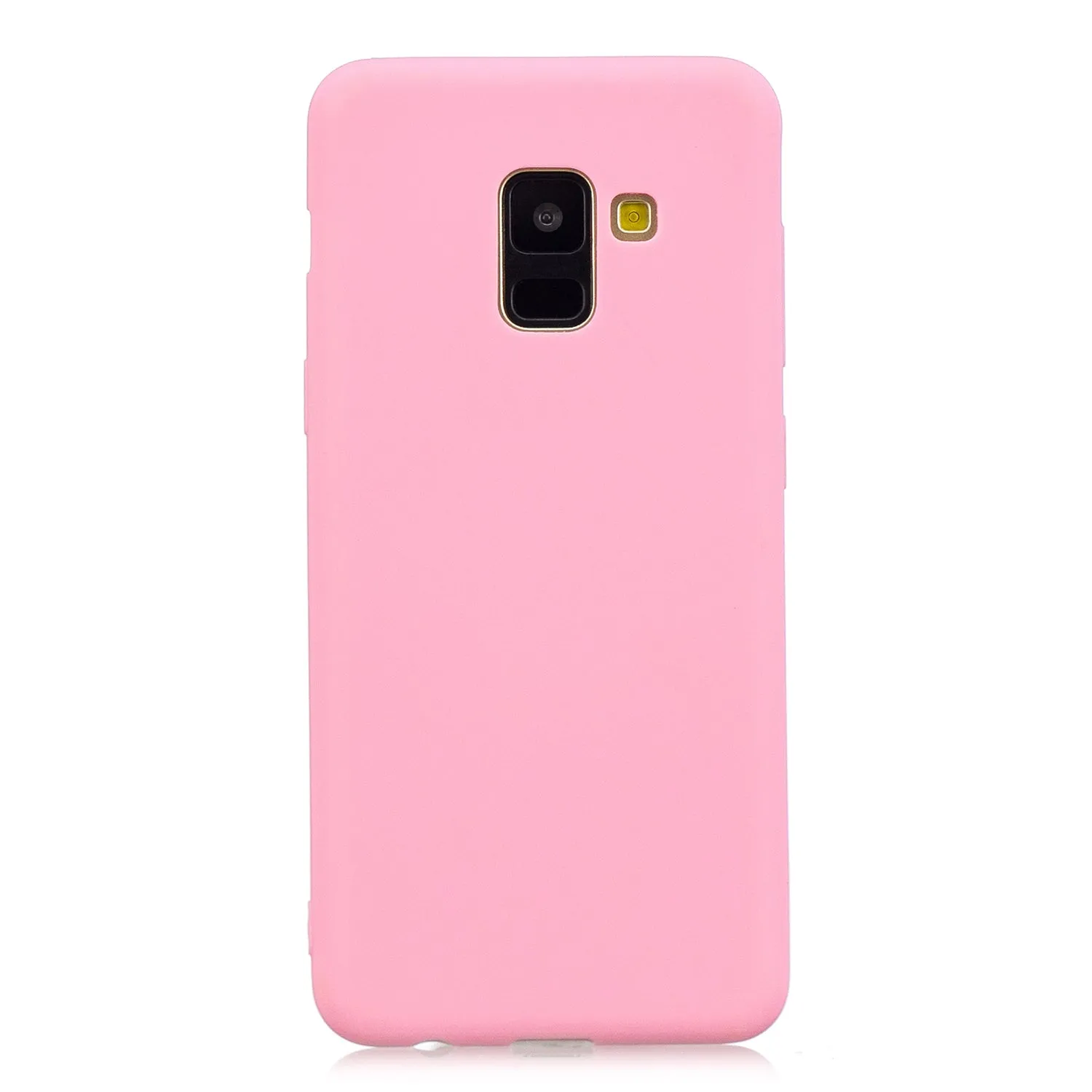 for Samsung A8 2018 Lovely Candy Color Matte TPU Anti-scratch Non-slip Protective Cover Back Case yellow