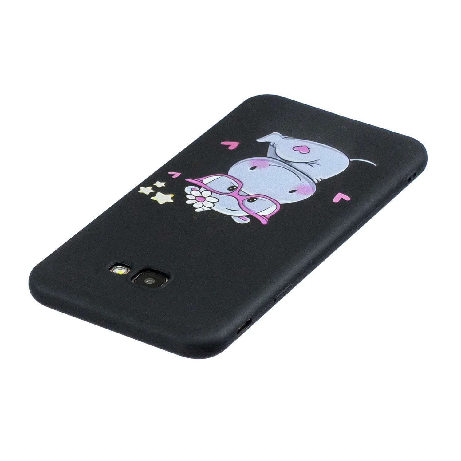 For Samsung J4 plus Cute Coloured Painted TPU Anti-scratch Non-slip Protective Cover Back Case with Lanyard Light blue