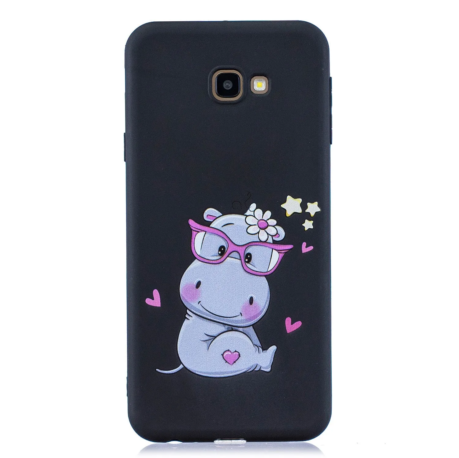 For Samsung J4 plus Cute Coloured Painted TPU Anti-scratch Non-slip Protective Cover Back Case with Lanyard Light blue