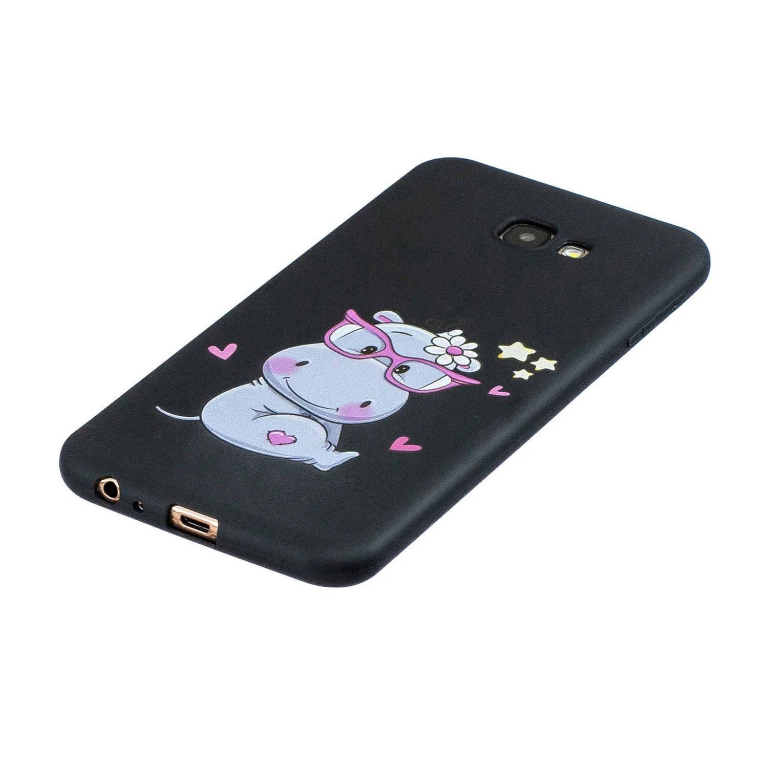 For Samsung J4 plus Cute Coloured Painted TPU Anti-scratch Non-slip Protective Cover Back Case with Lanyard Light blue