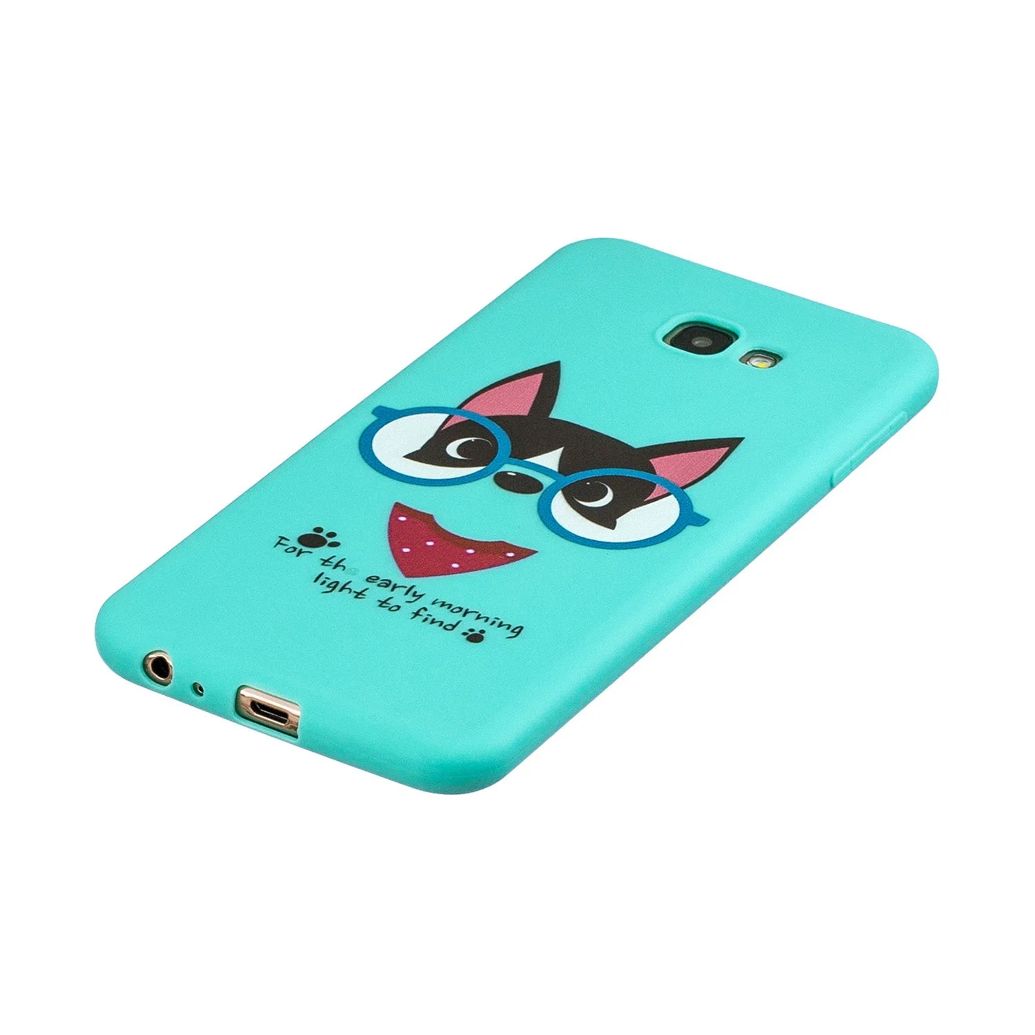 For Samsung J4 plus Cute Coloured Painted TPU Anti-scratch Non-slip Protective Cover Back Case with Lanyard Light blue